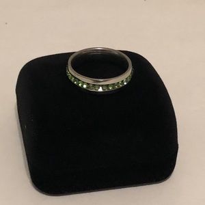 8mm Stainless Steel Green Peridot Colored Wedding Rings